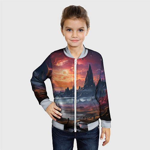 Детский бомбер Космический фантазийный мир на другой планете / 3D-Серый – фото 4