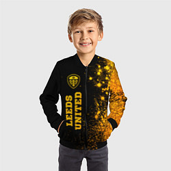 Бомбер детский Leeds United - gold gradient по-вертикали, цвет: 3D-черный — фото 2