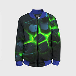 Бомбер детский Зеленый неон и разлом плит, цвет: 3D-синий