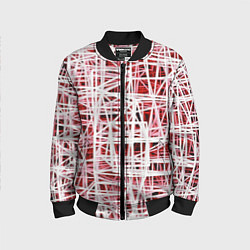 Бомбер детский Хаотичный кубический каркас в красном тумане, цвет: 3D-черный
