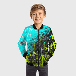 Бомбер детский Брызги красок с геометрией, цвет: 3D-черный — фото 2