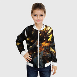 Бомбер детский Раскол черных плит и янтаря, цвет: 3D-белый — фото 2