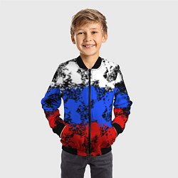 Бомбер детский Российский флаг брызги, цвет: 3D-черный — фото 2