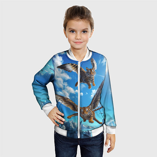 Детский бомбер Летающие тигрята / 3D-Белый – фото 4
