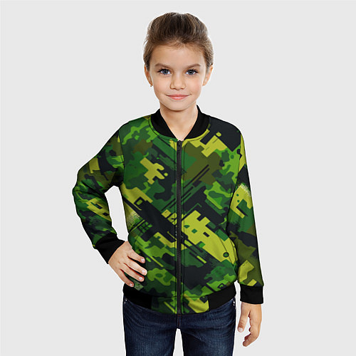 Детский бомбер Camouflage - pattern ai art / 3D-Черный – фото 4