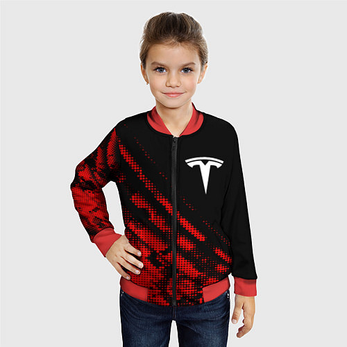 Детский бомбер Tesla sport grunge / 3D-Красный – фото 4