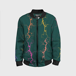 Бомбер детский Молнии на изумрудном, цвет: 3D-черный