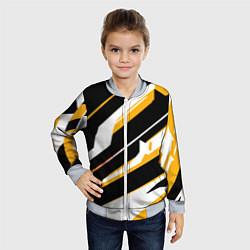 Бомбер детский Жёлто-белые широкие линии на чёрном фоне, цвет: 3D-серый — фото 2