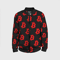 Детский бомбер Bitcoin red logo money