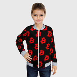 Бомбер детский Bitcoin red logo money, цвет: 3D-серый — фото 2