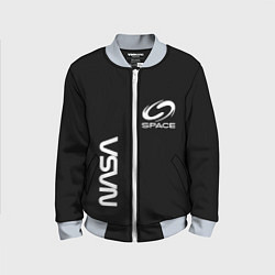 Бомбер детский Nasa space logo white, цвет: 3D-серый