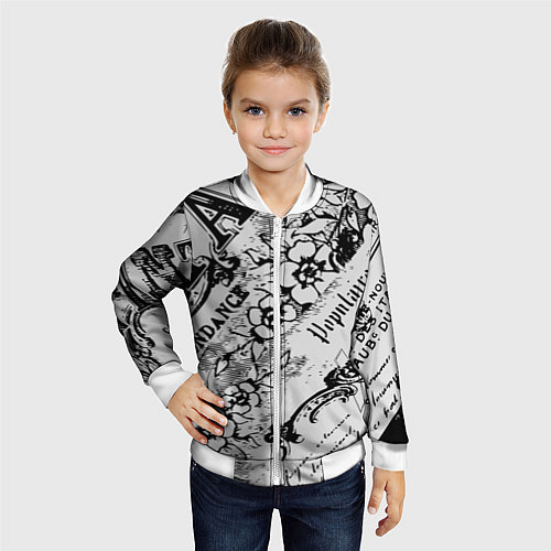 Детский бомбер Старая газета / 3D-Белый – фото 4