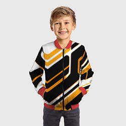 Бомбер детский Чёрно-жёлтые полосы на белом фоне, цвет: 3D-красный — фото 2