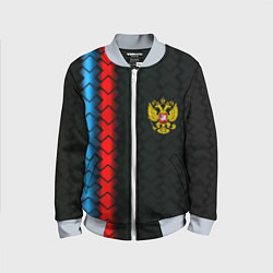 Бомбер детский Россия спорт герб, цвет: 3D-серый