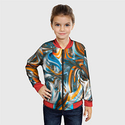Бомбер детский Иллюзия смешанных абстрактных красок, цвет: 3D-красный — фото 2