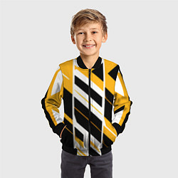 Бомбер детский Black and yellow stripes on a white background, цвет: 3D-черный — фото 2