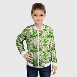 Бомбер детский Авокадо и брокколи, цвет: 3D-белый — фото 2