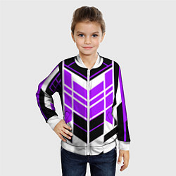 Бомбер детский Purple and black stripes on a white background, цвет: 3D-белый — фото 2