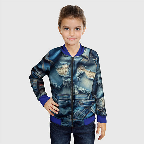 Детский бомбер Denim rags - fashion trend / 3D-Синий – фото 4