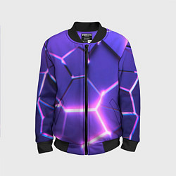 Бомбер детский Фиолетовые плиты с розовым свечением, цвет: 3D-черный