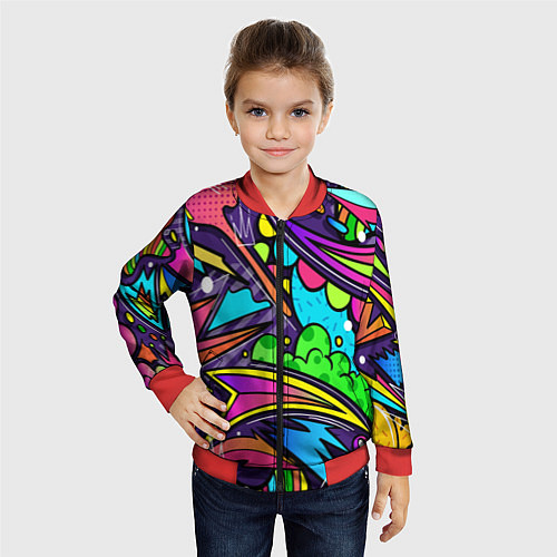 Детский бомбер Яркое граффити / 3D-Красный – фото 4
