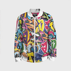 Бомбер детский Буква т в граффити, цвет: 3D-белый