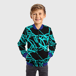 Бомбер детский Ярко голубые линии, цвет: 3D-синий — фото 2