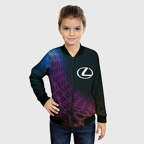 Детский бомбер Lexus neon hexagon / 3D-Черный – фото 4