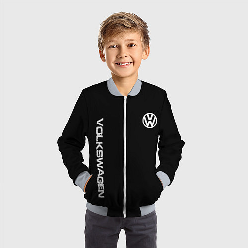 Детский бомбер Volkswagen logo white / 3D-Серый – фото 3
