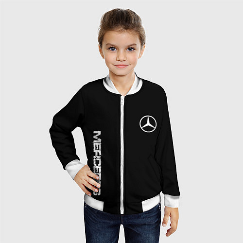 Детский бомбер Mercedes benz logo white auto / 3D-Белый – фото 4