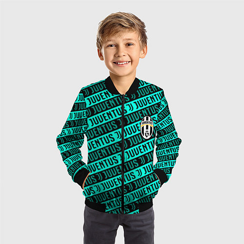 Детский бомбер Juventus pattern logo steel / 3D-Черный – фото 3