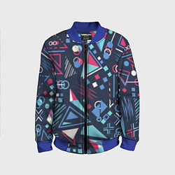 Бомбер детский Яркий абстрактный узор для спорта, цвет: 3D-синий