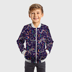 Бомбер детский Узор ярких ящериц и змей, цвет: 3D-белый — фото 2