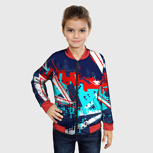 Детский бомбер Яркий абстрактный узор для спорта / 3D-Красный – фото 4