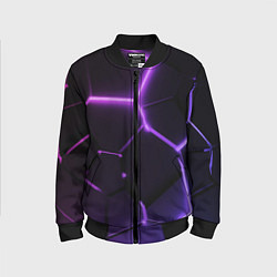 Бомбер детский Темные фиолетовые неоновые плиты в разломе, цвет: 3D-черный