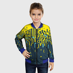 Бомбер детский Яркий абстрактный геометрический рисунок для спорт, цвет: 3D-синий — фото 2