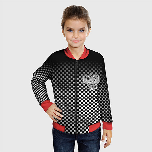 Детский бомбер Россия клетка паттерн / 3D-Красный – фото 4