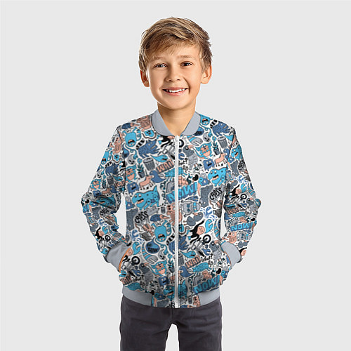 Детский бомбер Дудл животные и монстры / 3D-Серый – фото 3