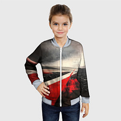Бомбер детский Футуристичный пейзаж в ретро стиле, цвет: 3D-серый — фото 2