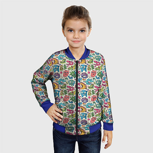 Детский бомбер Лесные чудовища / 3D-Синий – фото 4
