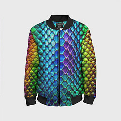 Бомбер детский Радужная кожа змеи, цвет: 3D-черный