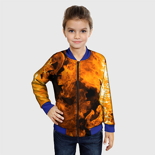 Детский бомбер Оранжевый огонь / 3D-Синий – фото 4