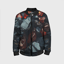 Бомбер детский Темные блестящие абстрактные камни, цвет: 3D-черный