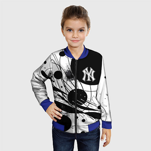 Детский бомбер New York Yankees baseball team - abstraction / 3D-Синий – фото 4