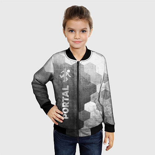 Детский бомбер Portal - grey gradient по-вертикали / 3D-Черный – фото 4