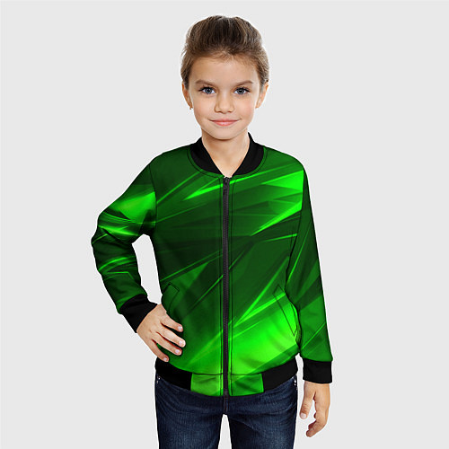 Детский бомбер Кислотные стрипсы неон / 3D-Черный – фото 4