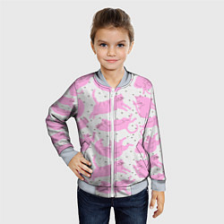 Бомбер детский Пухлые спящие розовые котики на фоне в горошек, цвет: 3D-серый — фото 2
