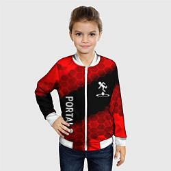Бомбер детский Portal hexagon pattern, цвет: 3D-белый — фото 2