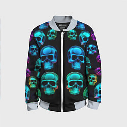 Детский бомбер Neon skulls - ai art pattern