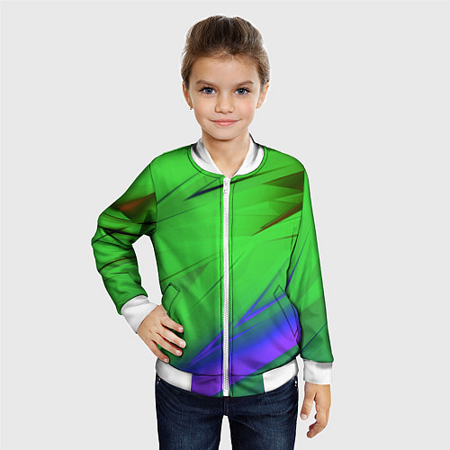 Детский бомбер Кислотно неоновая геометрия / 3D-Белый – фото 4